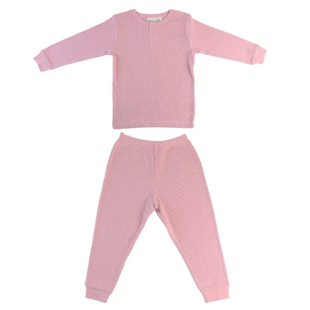 100% Organic Cotton Rib-Knit Winter Children's Pyjamas - Pop of Pink