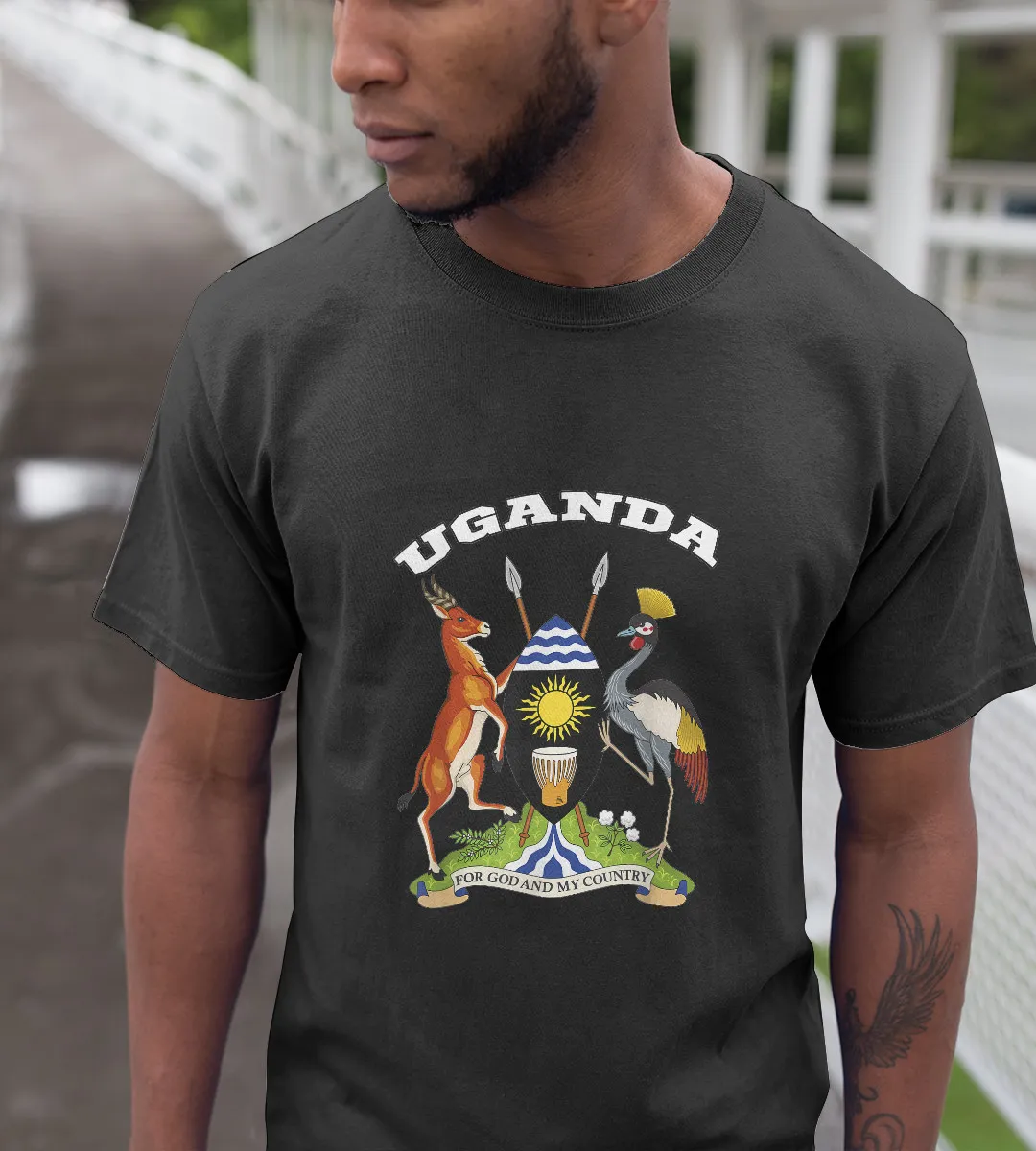 1sttheworld T-Shirt - Coat Of Arms Flag Souvenir Kampala T-Shirt Black A35