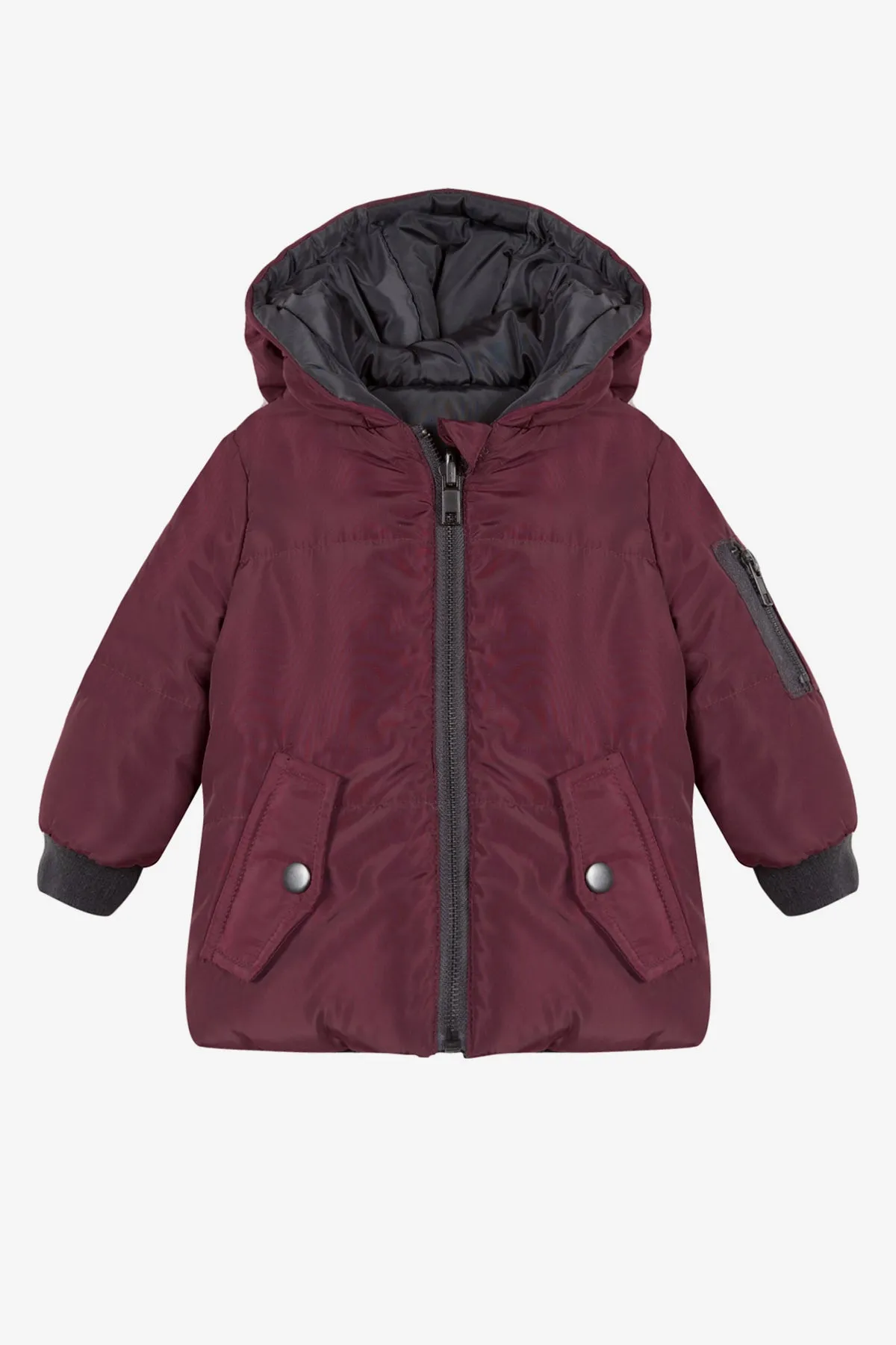 3pommes Baby Boys Burgundy Reversible Coat (Size 3/4 left)