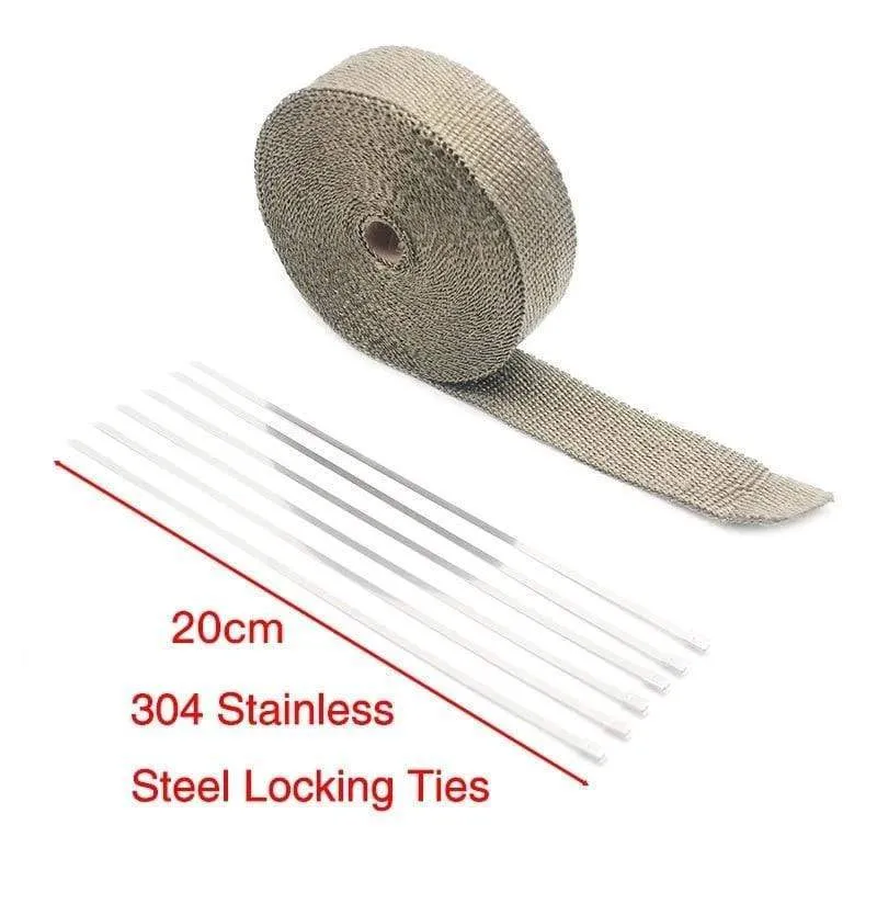 5cm*5M Exhaust Heat Wrap Thermal Tape Fiberglass Heat Wrap Manifold Insulation Roll Resistant with Stainless Ties