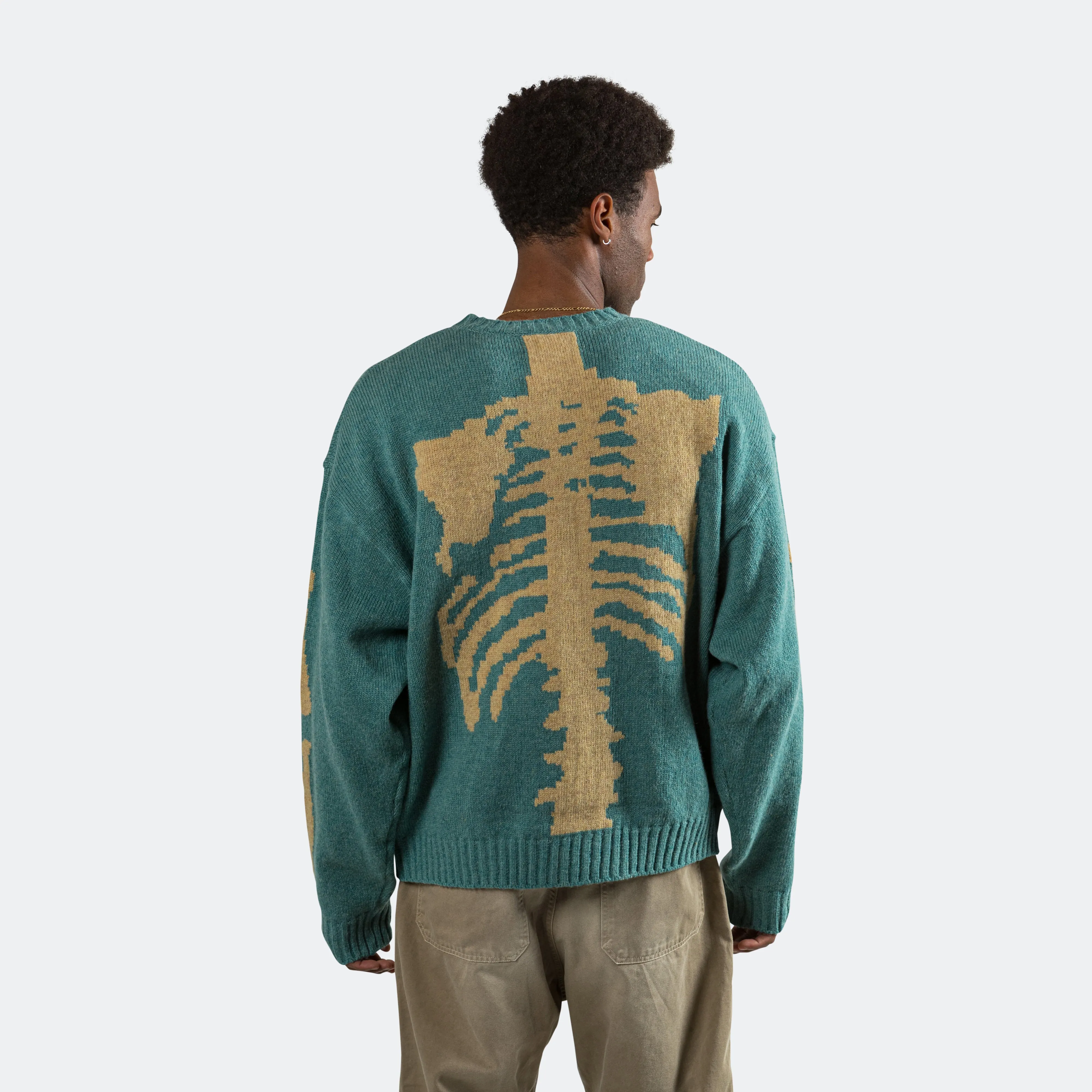 5G Wool BONE Crew Sweater - Sax