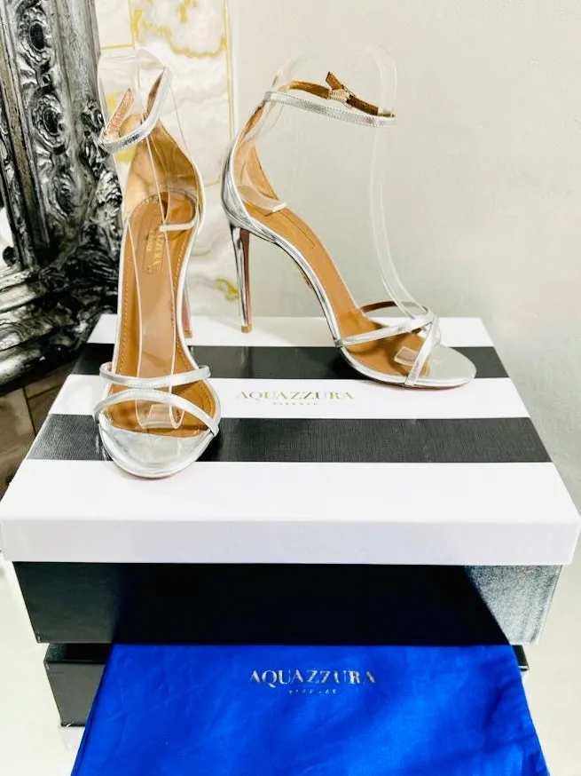 Aquazzura Metallic Leather Leather Strappy Heels. Size 35.5