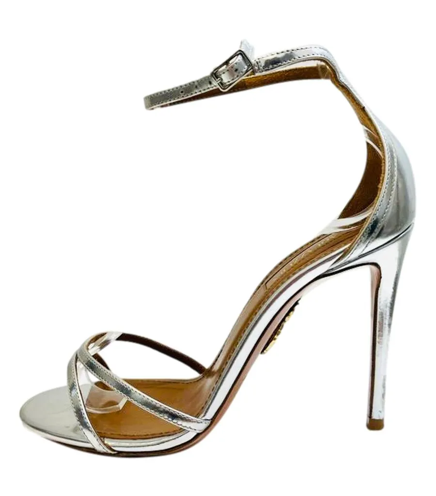 Aquazzura Metallic Leather Leather Strappy Heels. Size 35.5