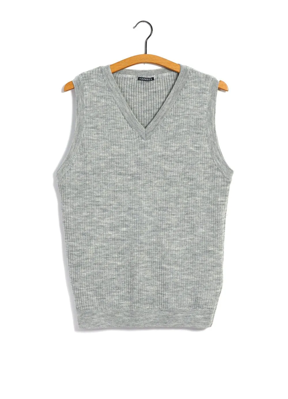 ARNE | Plated Rib V-Neck Slip Over | Winter Grey