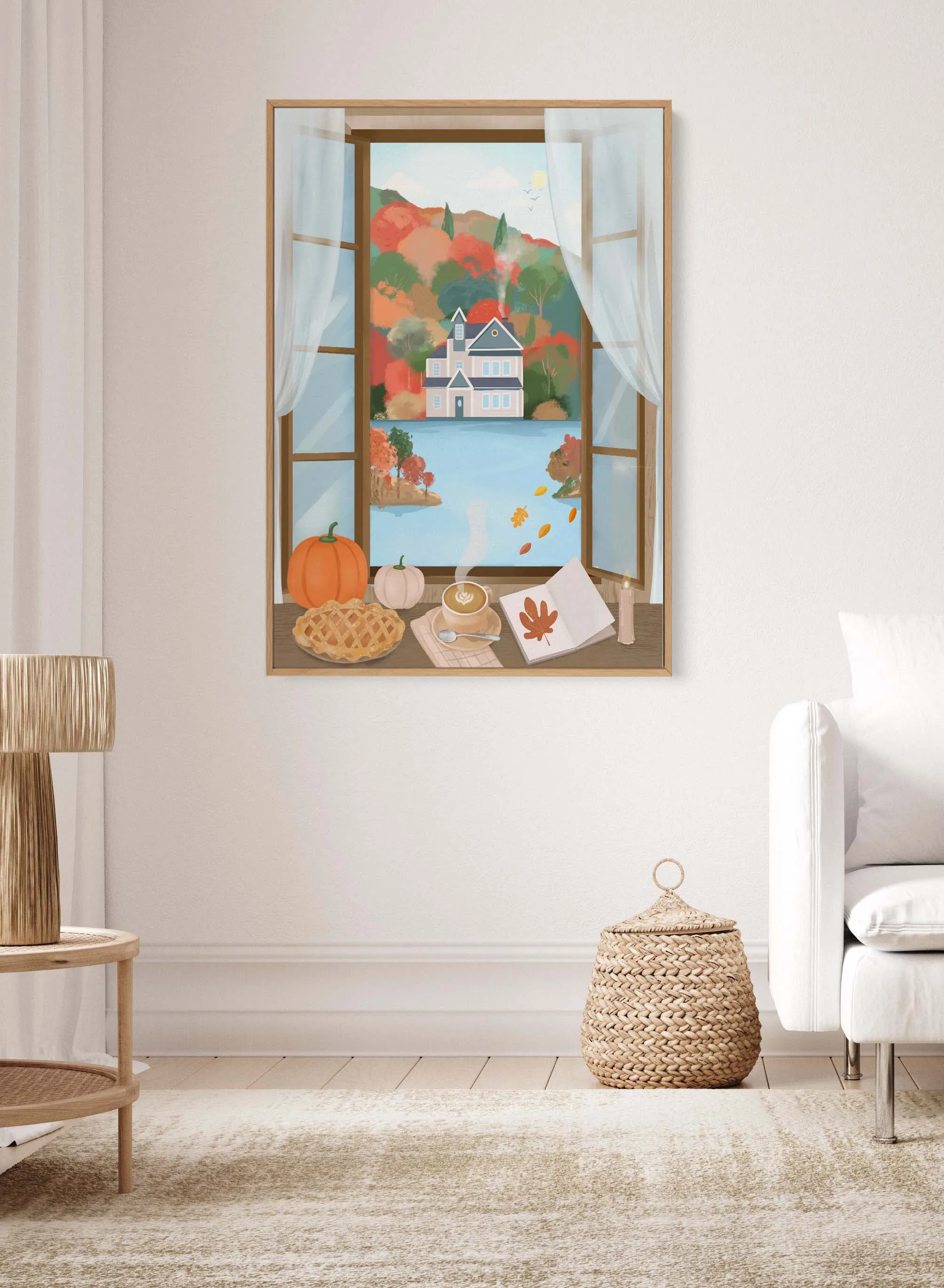 Autumn Cottage by Petra Lizde | Framed Canvas Art Print