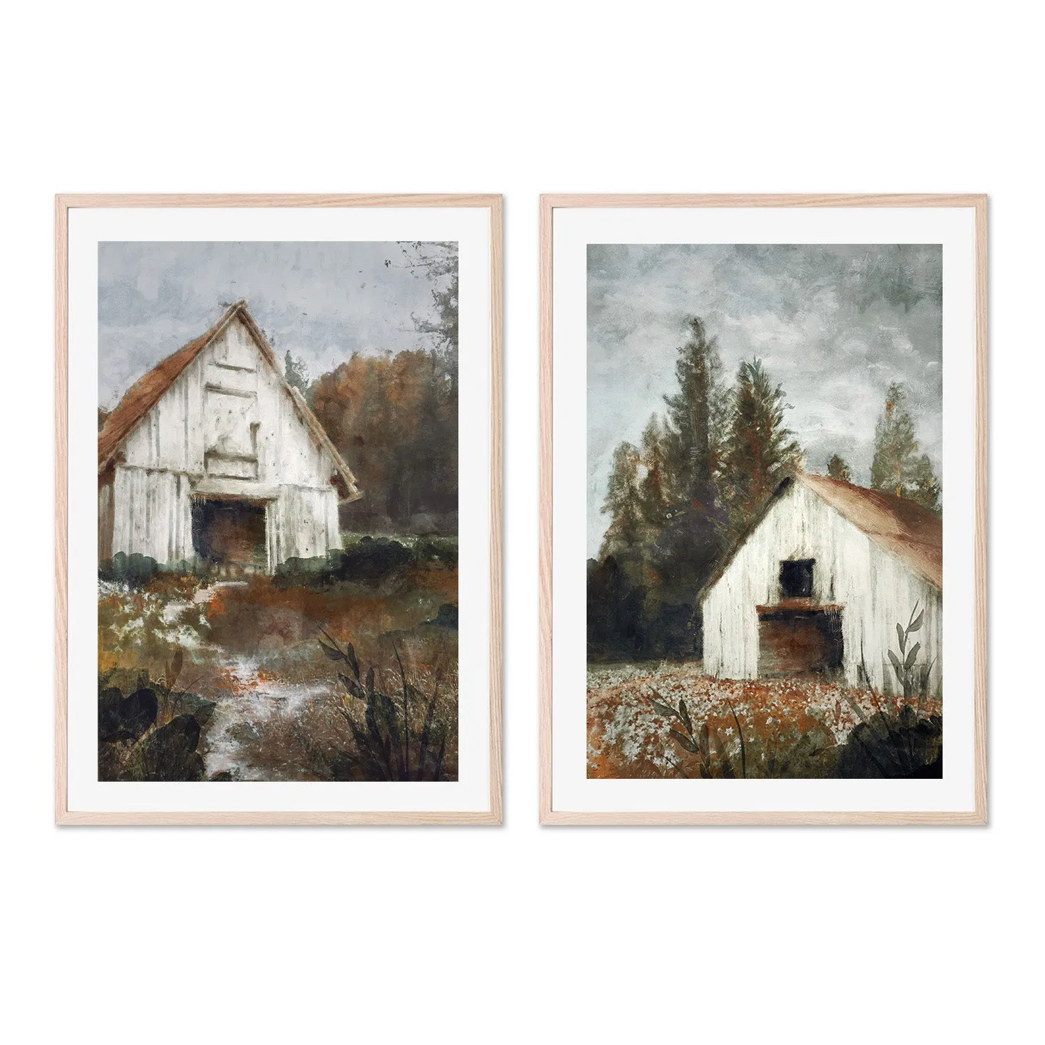 Autumn Farmhouse, Style A & B, Set of 2 , By Nina Blue