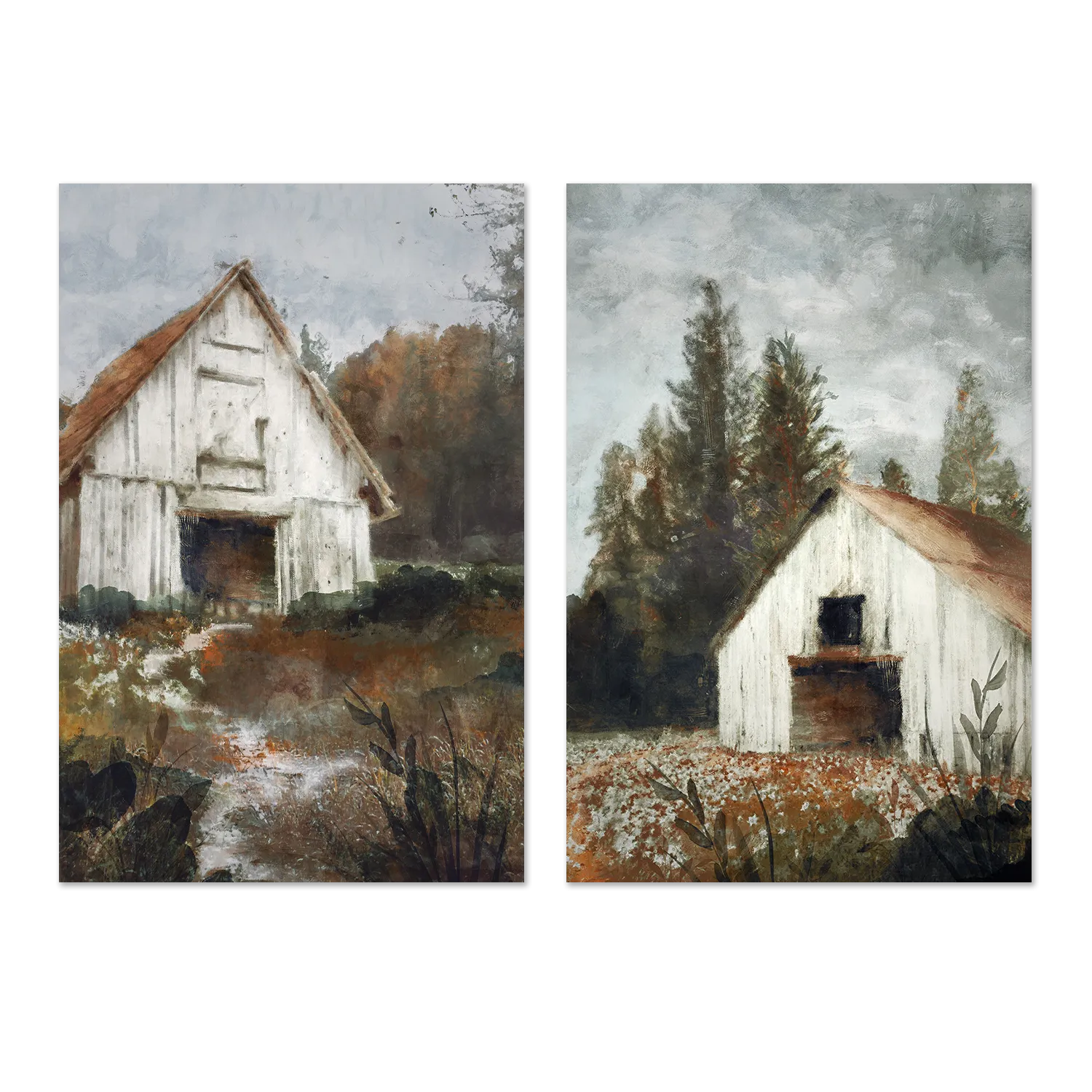 Autumn Farmhouse, Style A & B, Set of 2 , By Nina Blue