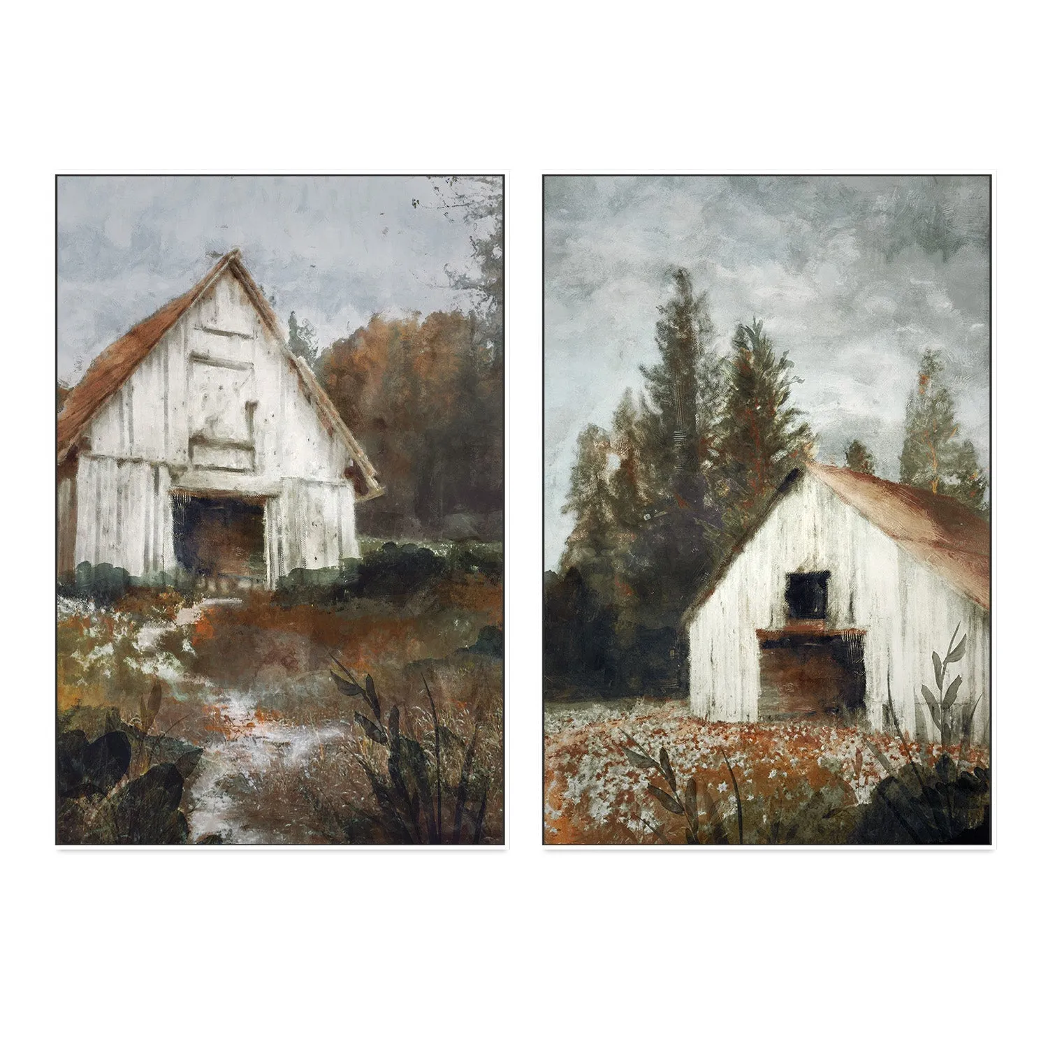 Autumn Farmhouse, Style A & B, Set of 2 , By Nina Blue