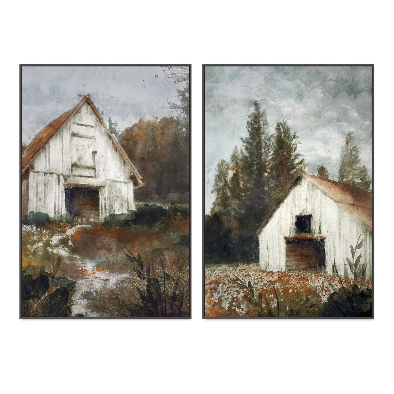 Autumn Farmhouse, Style A & B, Set of 2 , By Nina Blue