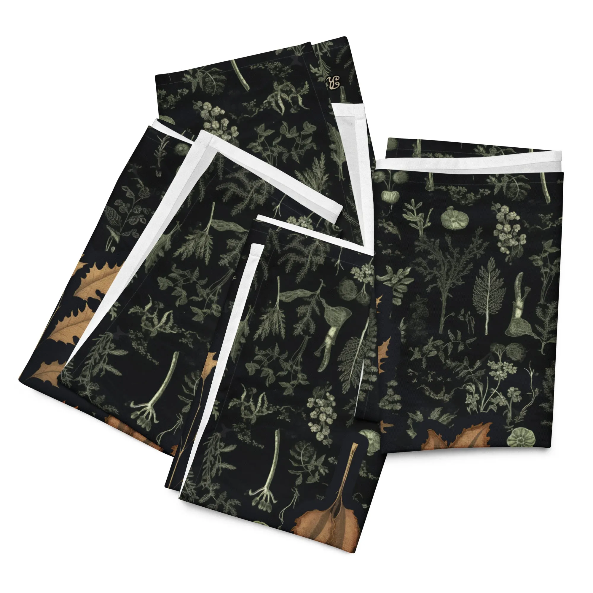 Autumn Memoir Cloth Napkins Set of 4 - Botanical Dark Academia Pagan Witch Gothic Kitchen Home Decor Table Setup Christmas Goth Gifts