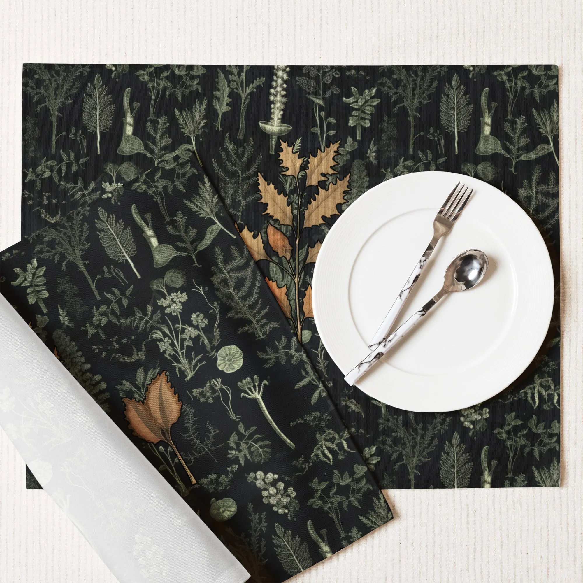 Autumn Memoir Placemat Set of 4 - Witchy Dinner Placemats - Dark Academia Botanical  Goth Table Setup - Gothic Christmas Gifts