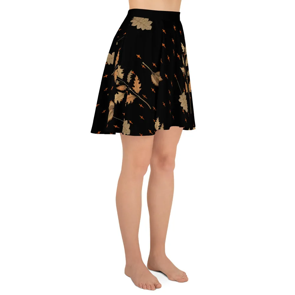 Autumn Memoir Skater Skirt - Dark Academia Witchy Botanical Vegan Skirt with UPF 50  Protection from 98% harmful rays