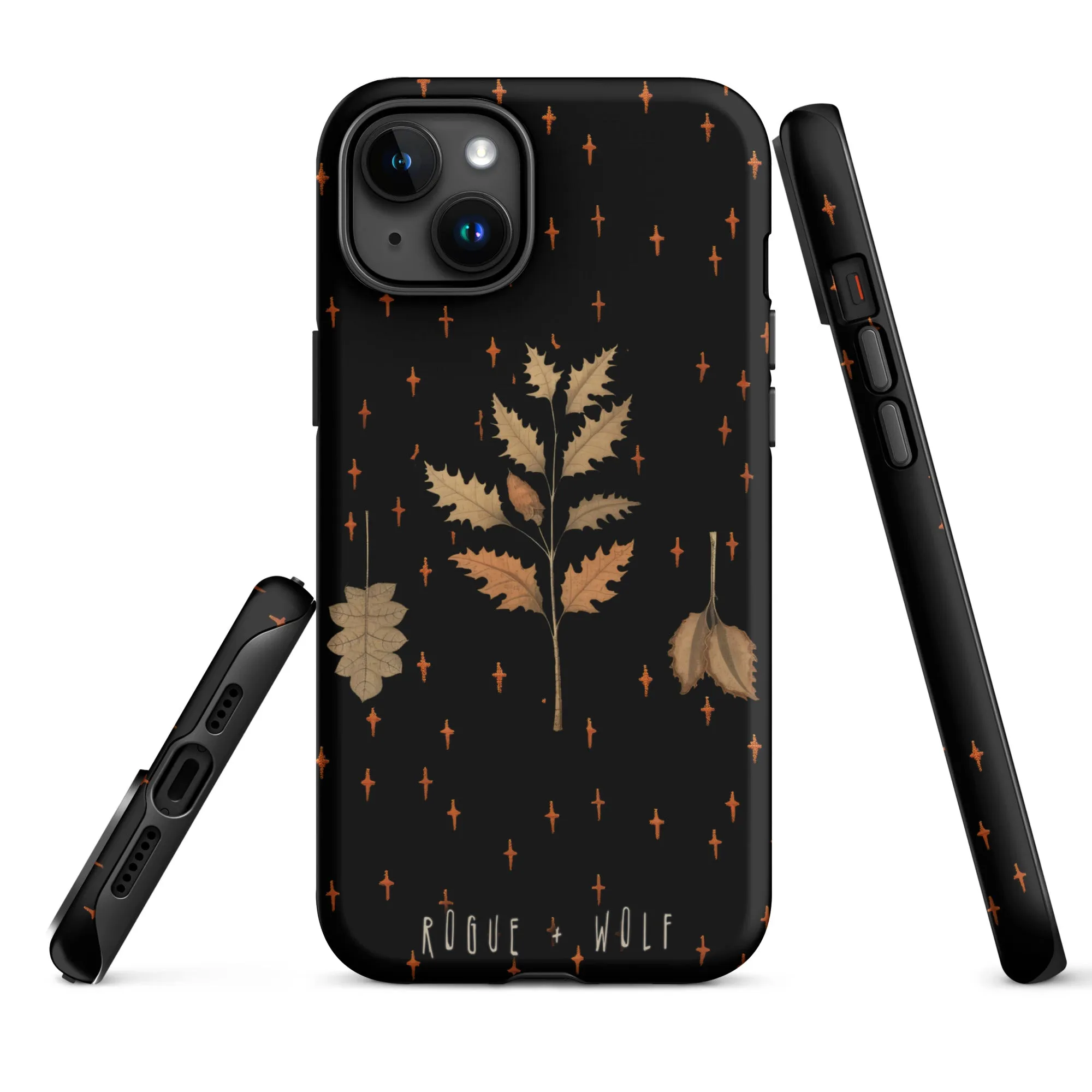 Autumn Memoir Tough Phone Case for iPhone - Dark Academia Anti-Scratch Shockproof Botanical Cover, Witchy Goth Accessories, Christmas Gifts