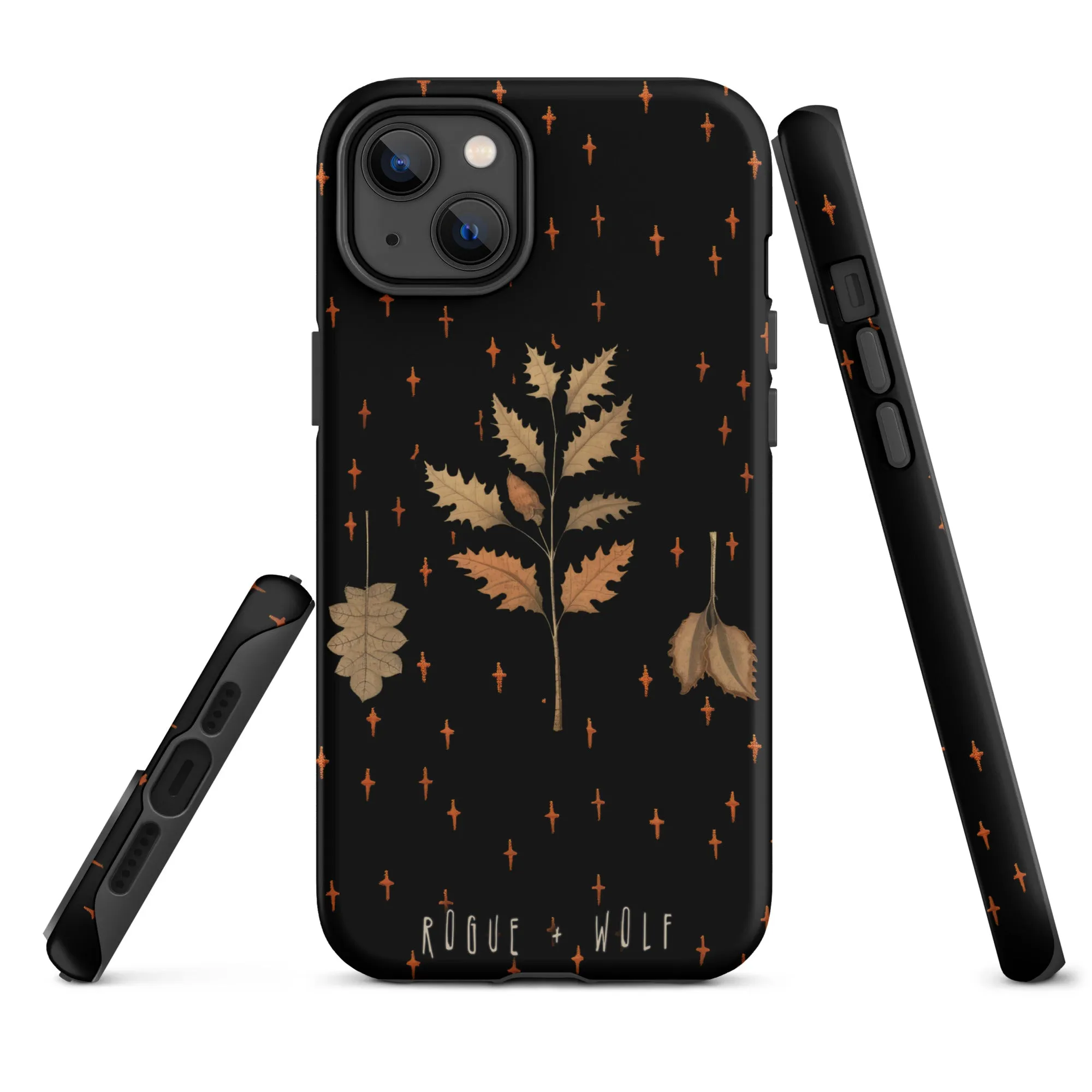 Autumn Memoir Tough Phone Case for iPhone - Dark Academia Anti-Scratch Shockproof Botanical Cover, Witchy Goth Accessories, Christmas Gifts