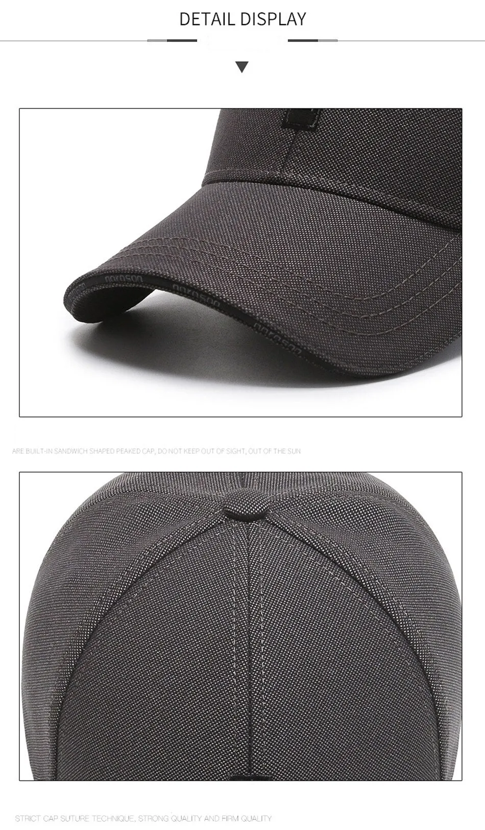 Autumn Middle-aged Unisex Cotton Black Gray Outdoor Sports Baseball Cap