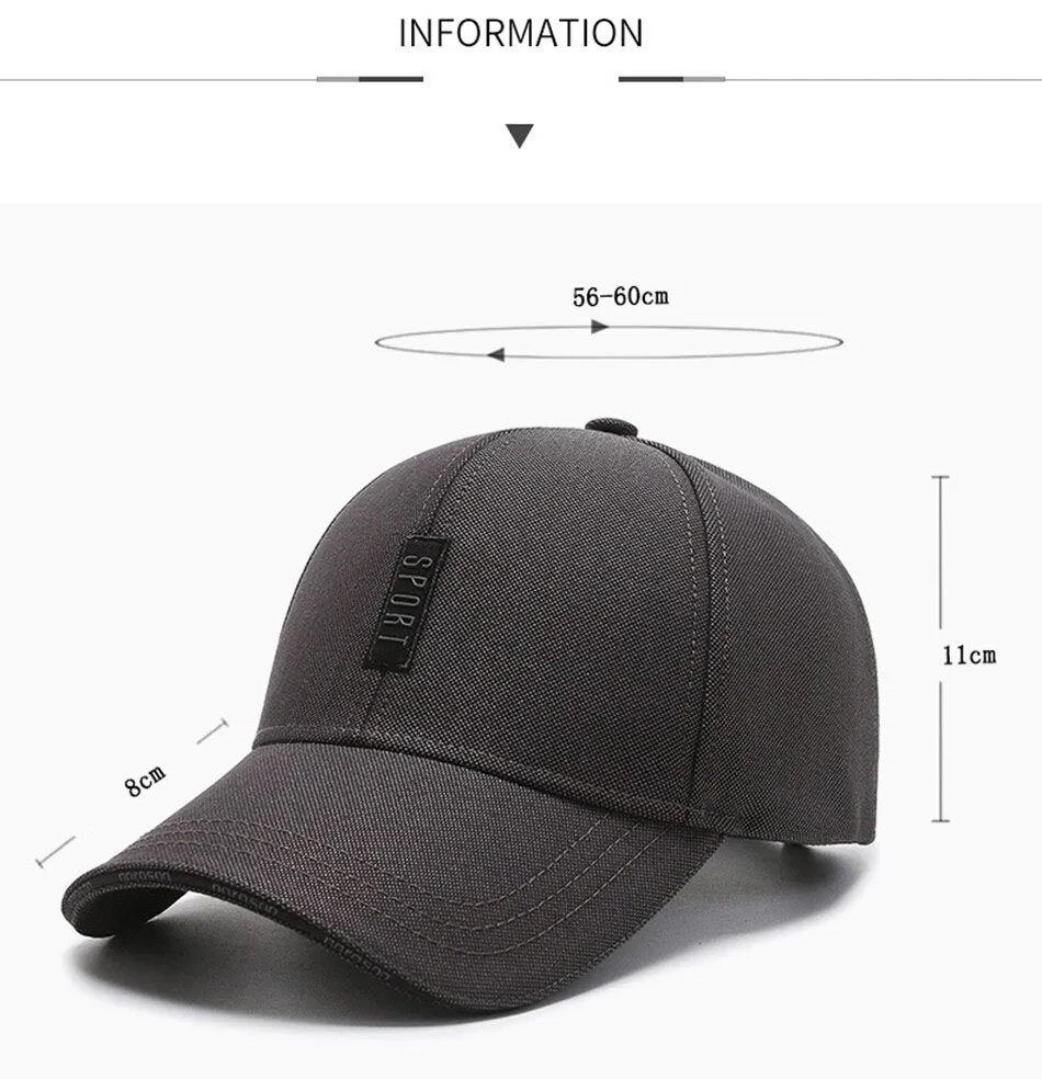 Autumn Middle-aged Unisex Cotton Black Gray Outdoor Sports Baseball Cap