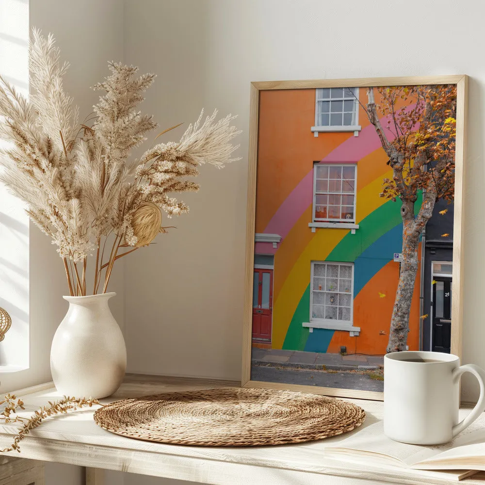 Autumn Rainbow House - Stretched Canvas, Poster or Fine Art Print