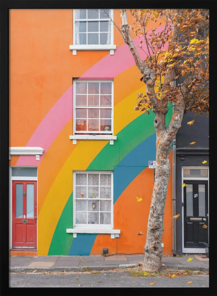 Autumn Rainbow House - Stretched Canvas, Poster or Fine Art Print