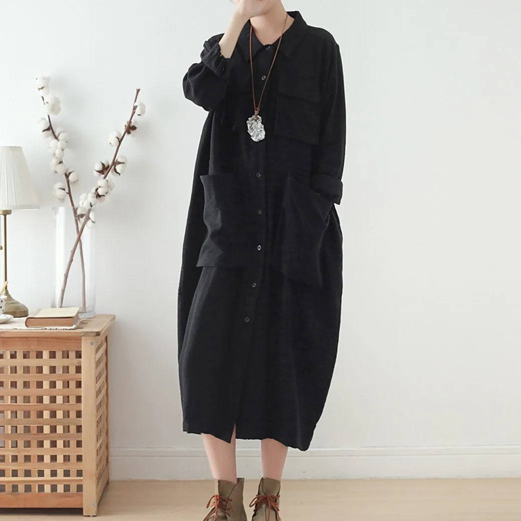 BABAKUD Autumn Loose Large Size Long Sleeve Shirt Dress