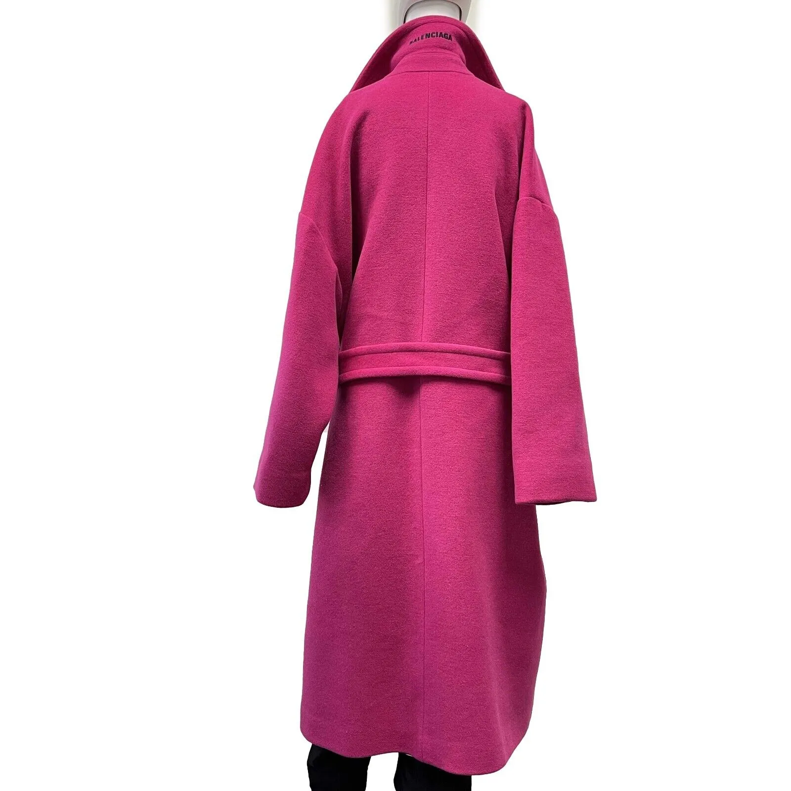 Balenciaga Excellent Hot Pink Camel Hair Wool Oversized Belt Coat 34 US 4