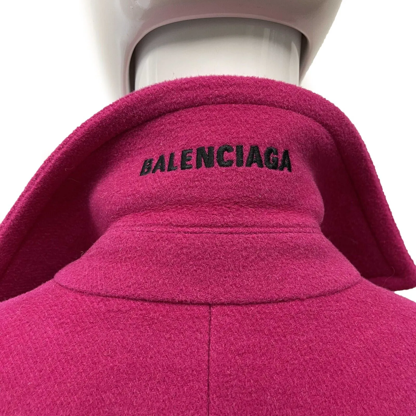 Balenciaga Excellent Hot Pink Camel Hair Wool Oversized Belt Coat 34 US 4