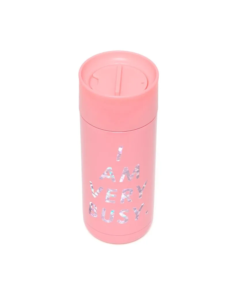 Ban.do - Stainless Steel Thermal Mug in I am Very Busy Pink/Holographic