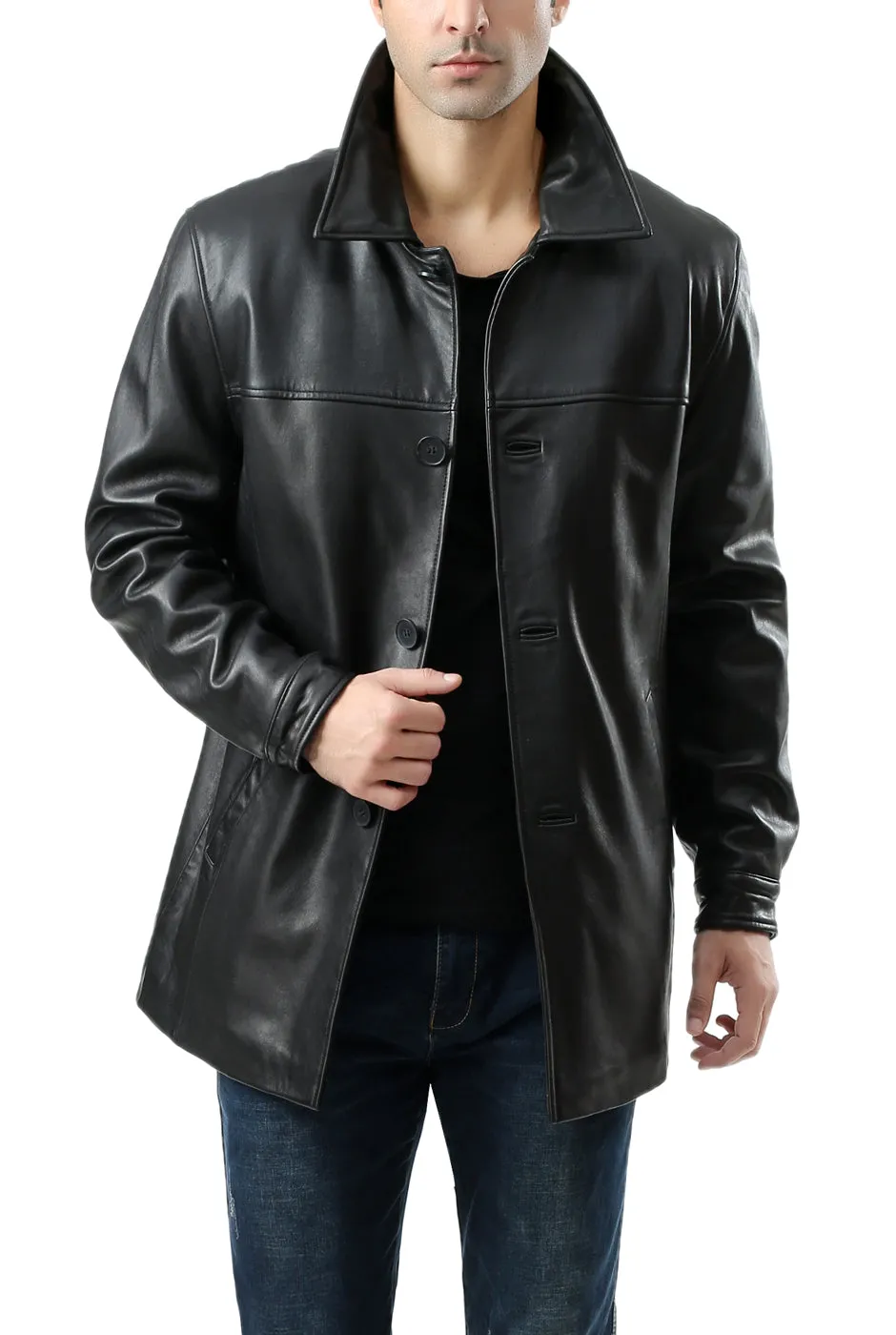 BGSD Men Samuel New Zealand Lambskin Leather Car Coat