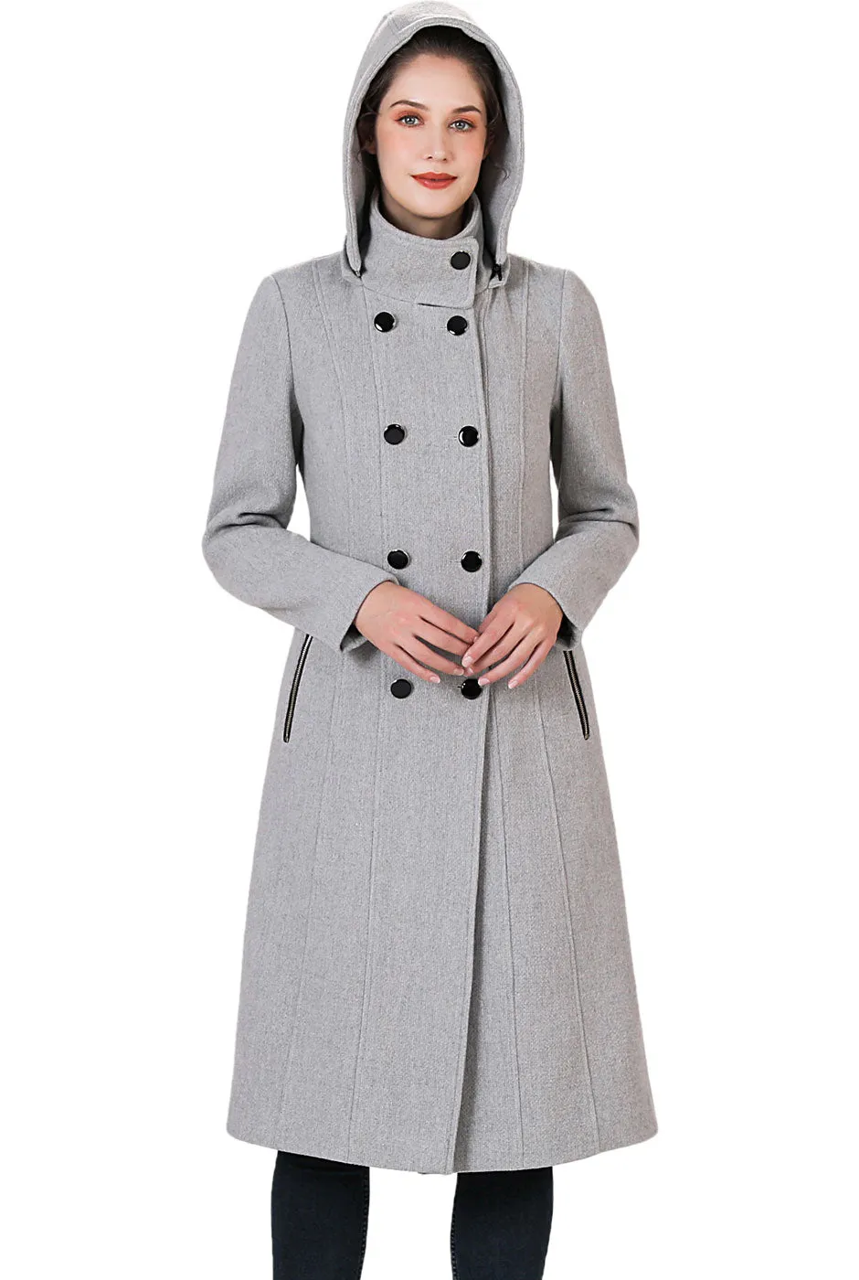 BGSD Women Ren Wool Stand Collar Walker Coat