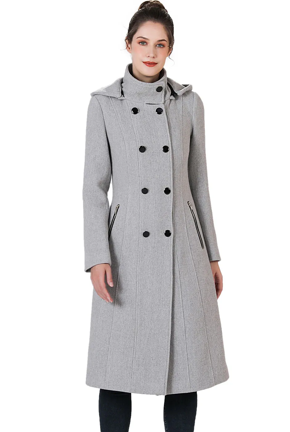 BGSD Women Ren Wool Stand Collar Walker Coat