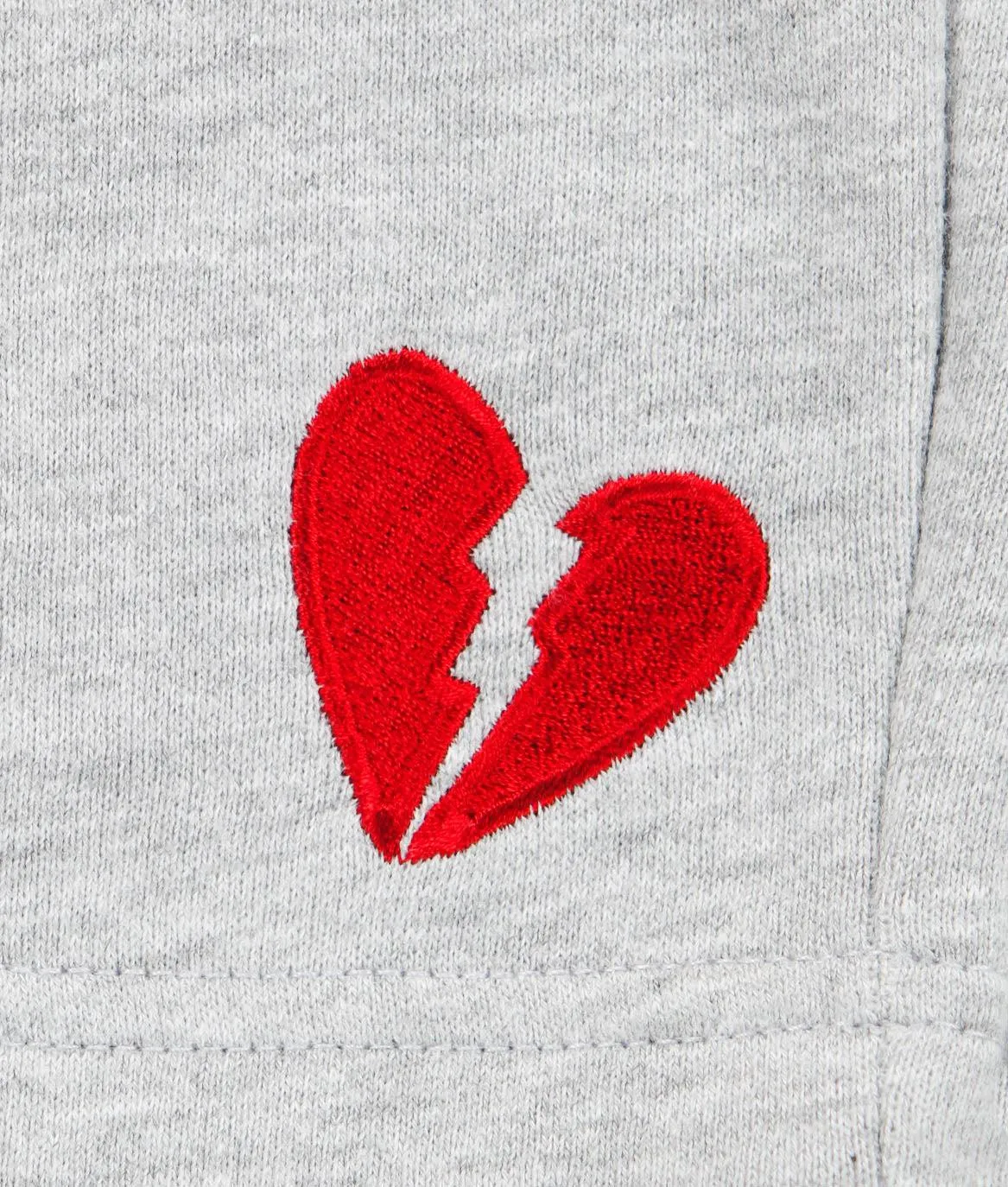 Broken Heart Embroidered Unisex Fleece Shorts