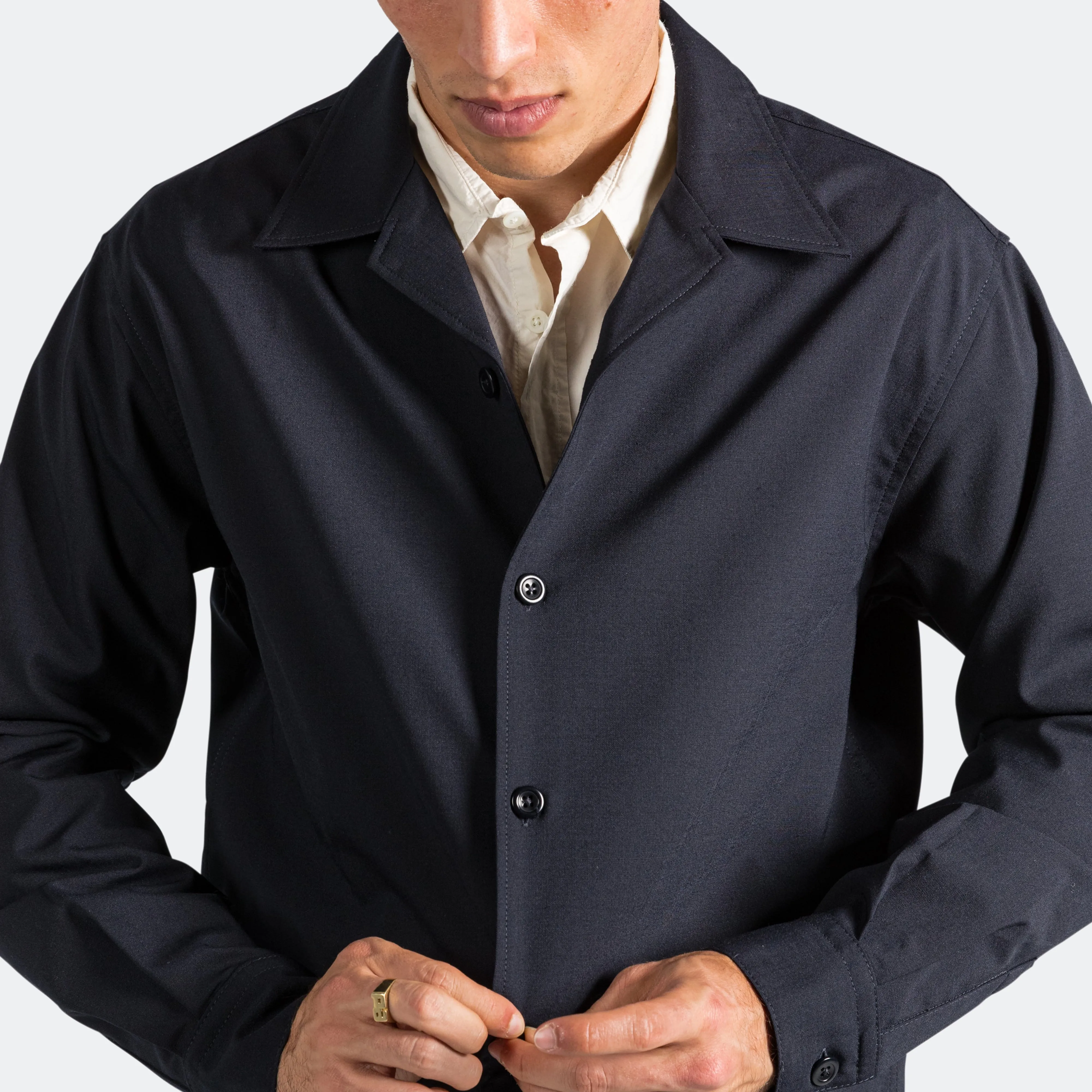 Carsten Light Wool Shirt - Dark Navy