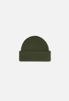 Cashmere Wool Rib Beanie / Olive