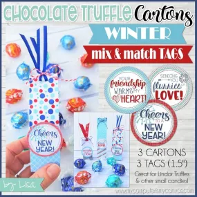 Chocolate Truffle Cartons & Tags {WINTER & New Year} PRINTABLE