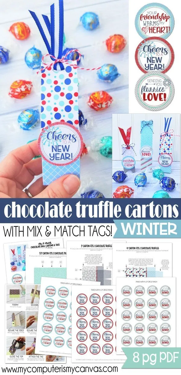 Chocolate Truffle Cartons & Tags {WINTER & New Year} PRINTABLE