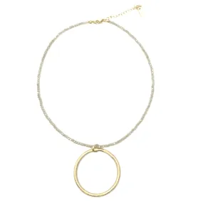 Circle of Love on Winter White Crystal Necklace