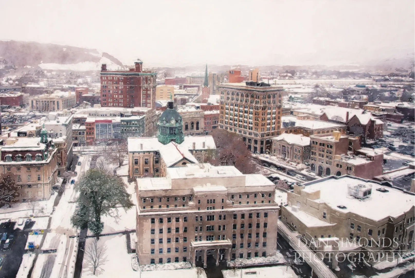 City of Binghamton Winter Scene by Dan Simonds Postcard