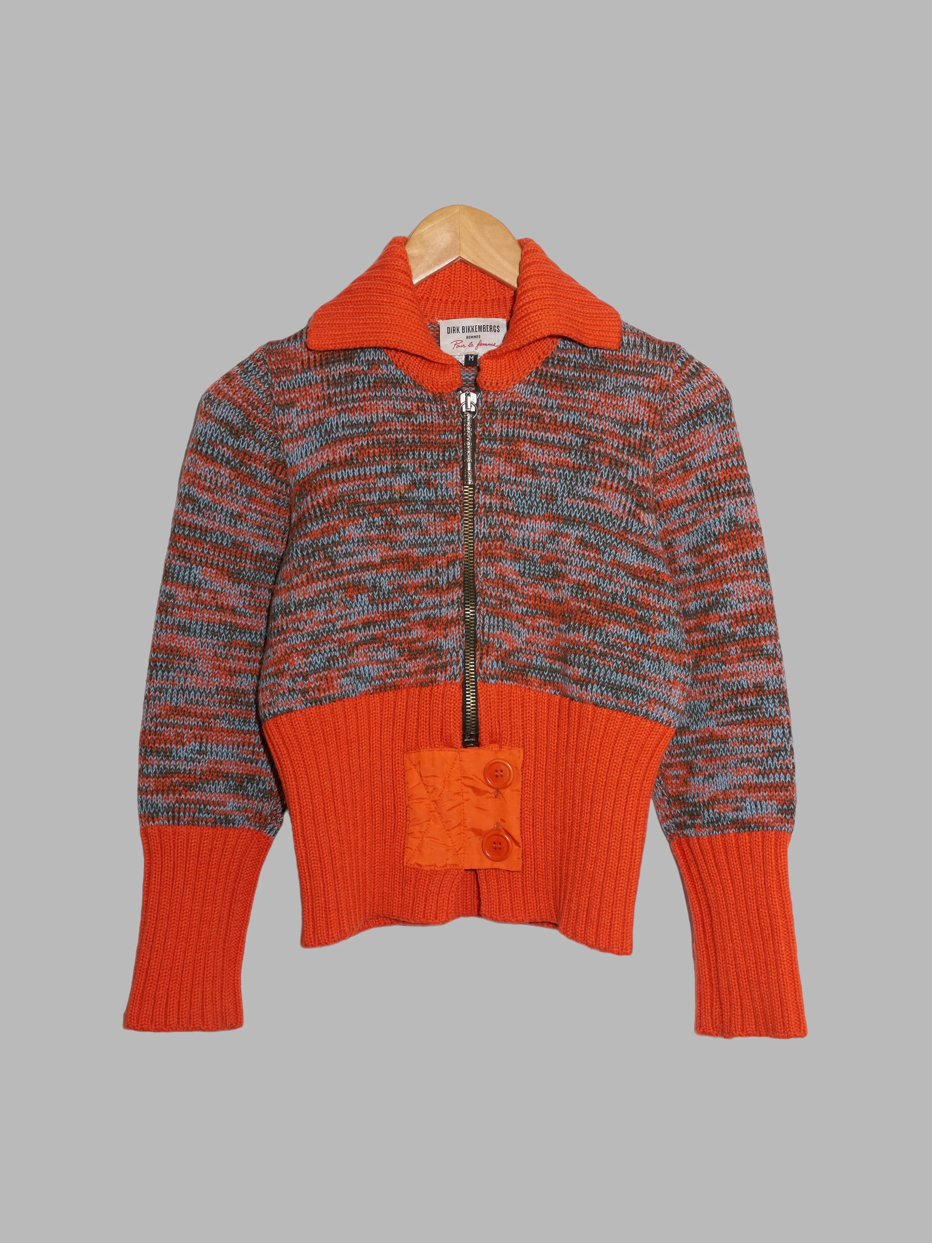 Dirk Bikkembergs Hommes Pour La Femme winter 1996 orange wool marle zip cardigan