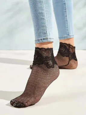 Floral Fishnet Socks