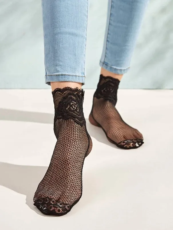 Floral Fishnet Socks