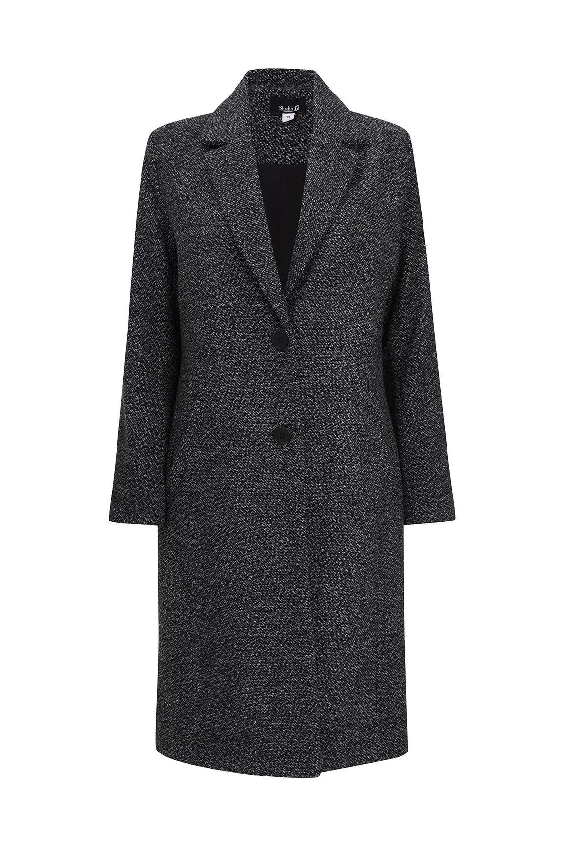 Fully lined Charcoal Check Coat | CHARCOAL MARLE | 8012ZR