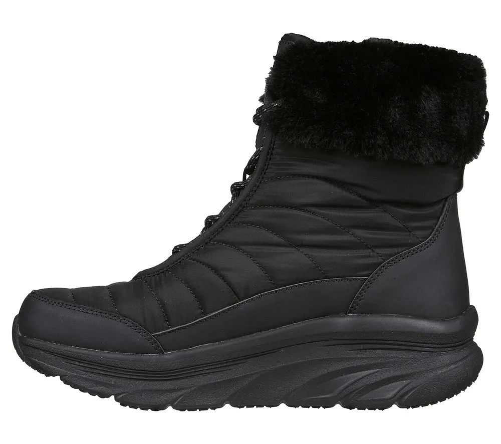 Ghete sport, dama, SKECHERS WATER REPELLENT D'Lux Walker Winter, 167388-BBK negru, textil