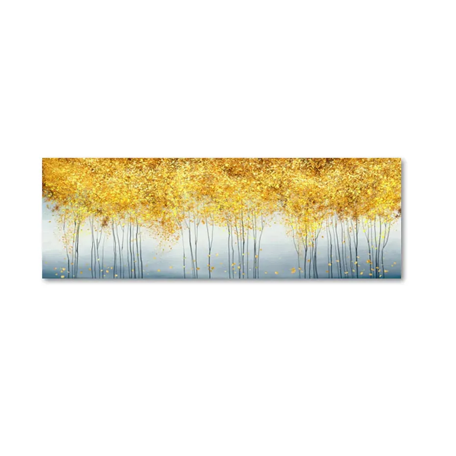 Golden Canopy Panoramic Autumn Whisper Abstract Wall Art Wide Format Fine Art Canvas Print Picture For Above The Sofa Above The Bed