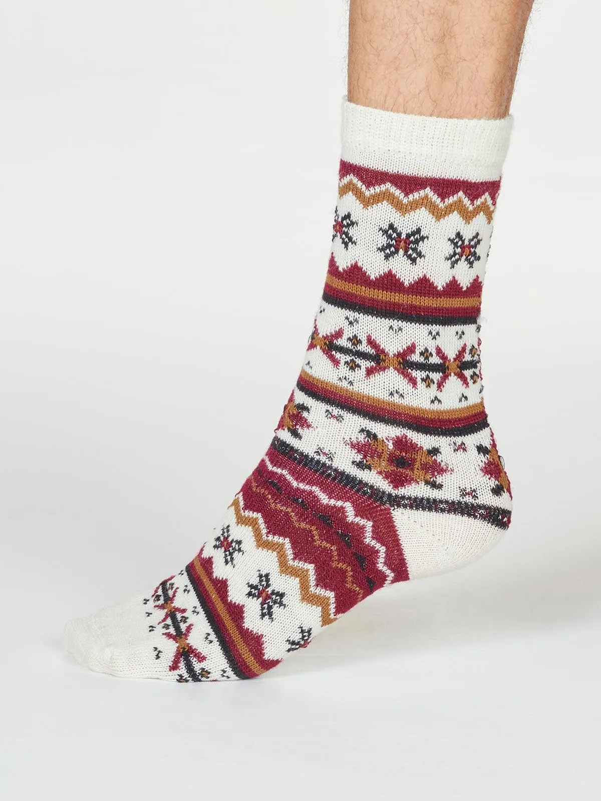 Hendry Fairisle Wool Socks - Cream