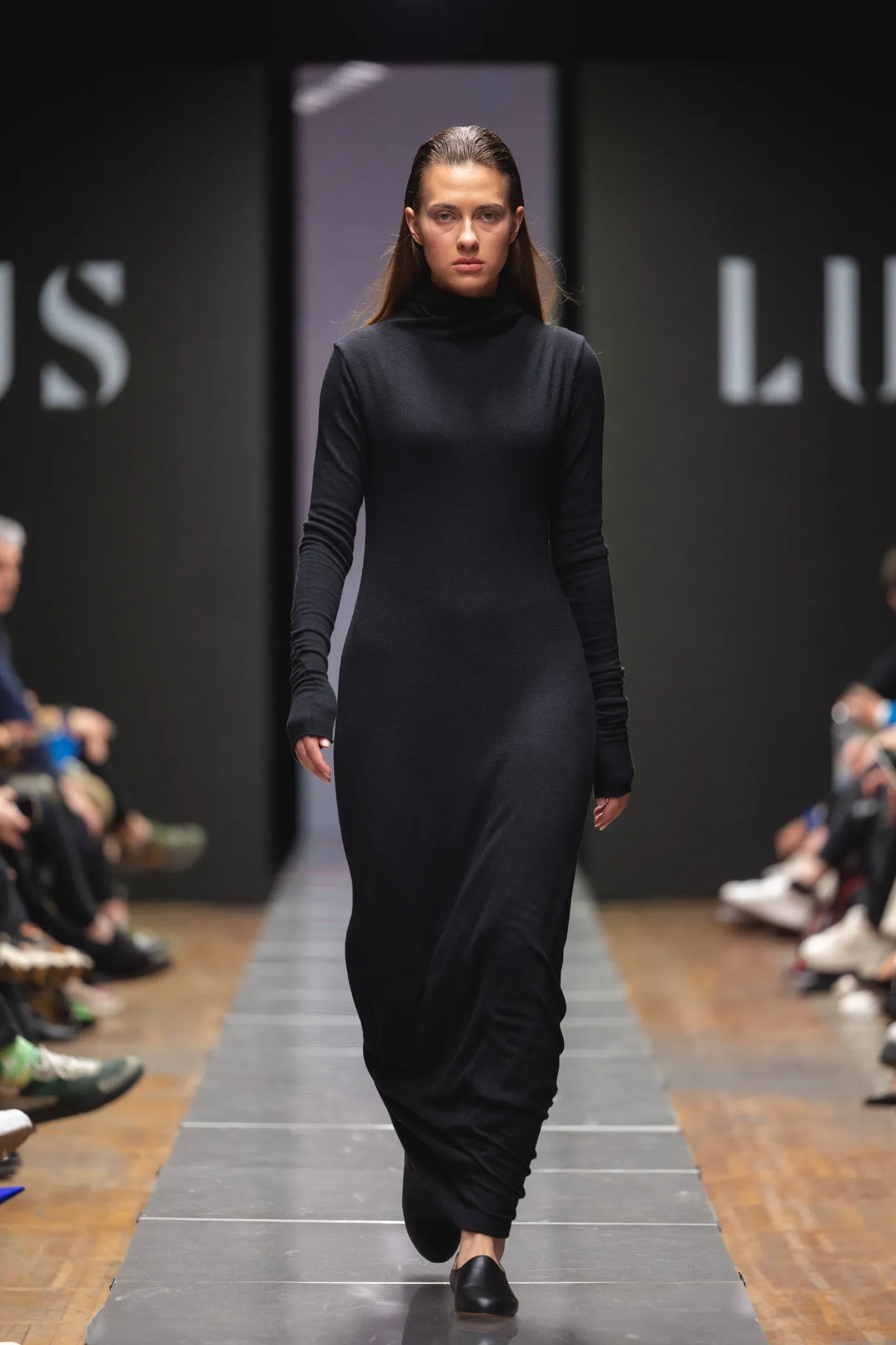 High-neck Wool Jersey Dress