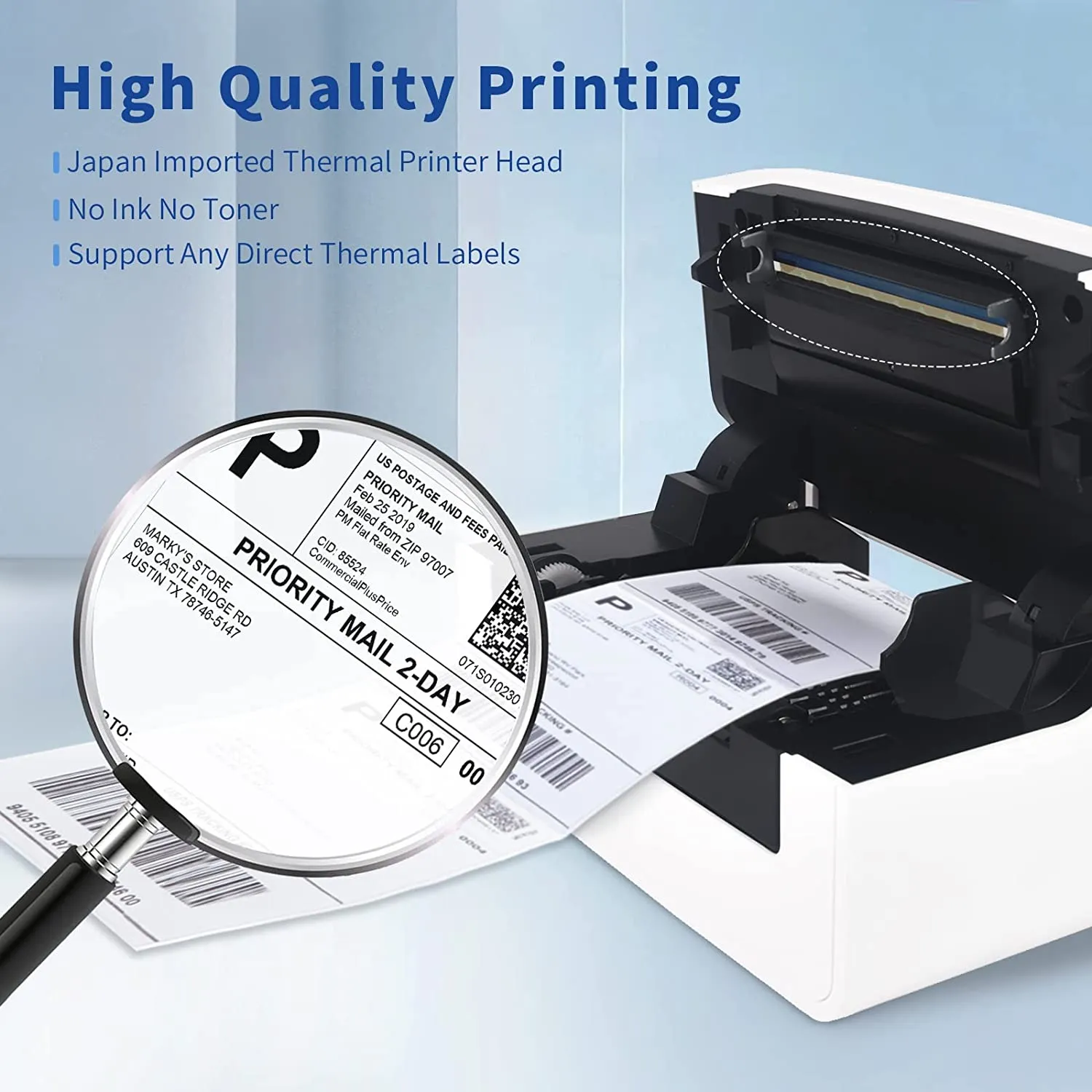 HPRT Thermal Shipping Label Printer With Complementary Dispenser