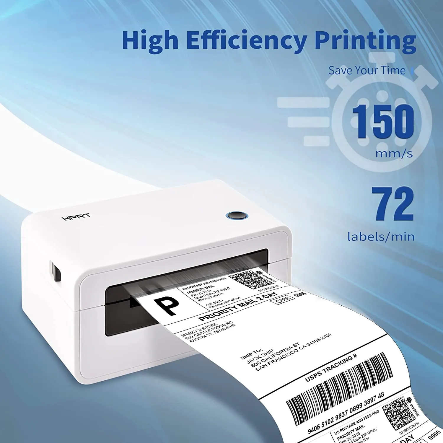 HPRT Thermal Shipping Label Printer With Complementary Dispenser