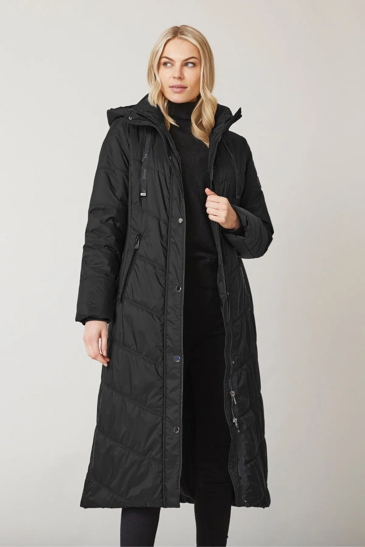 INNA Long Polyfill Coat with Detachable Hood 1271