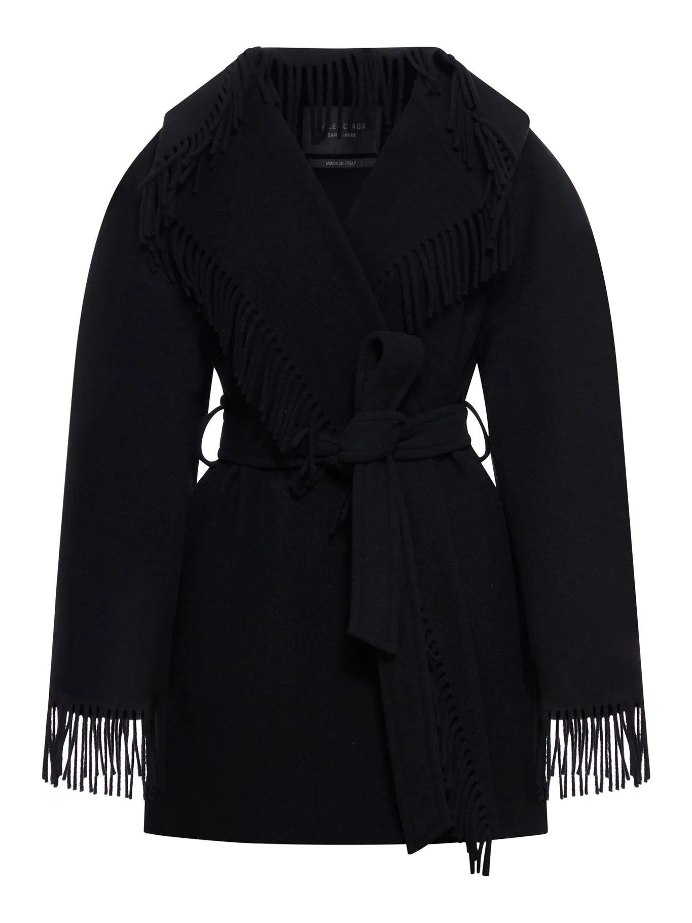 JACKET FRINGED BRUSHED WOOL