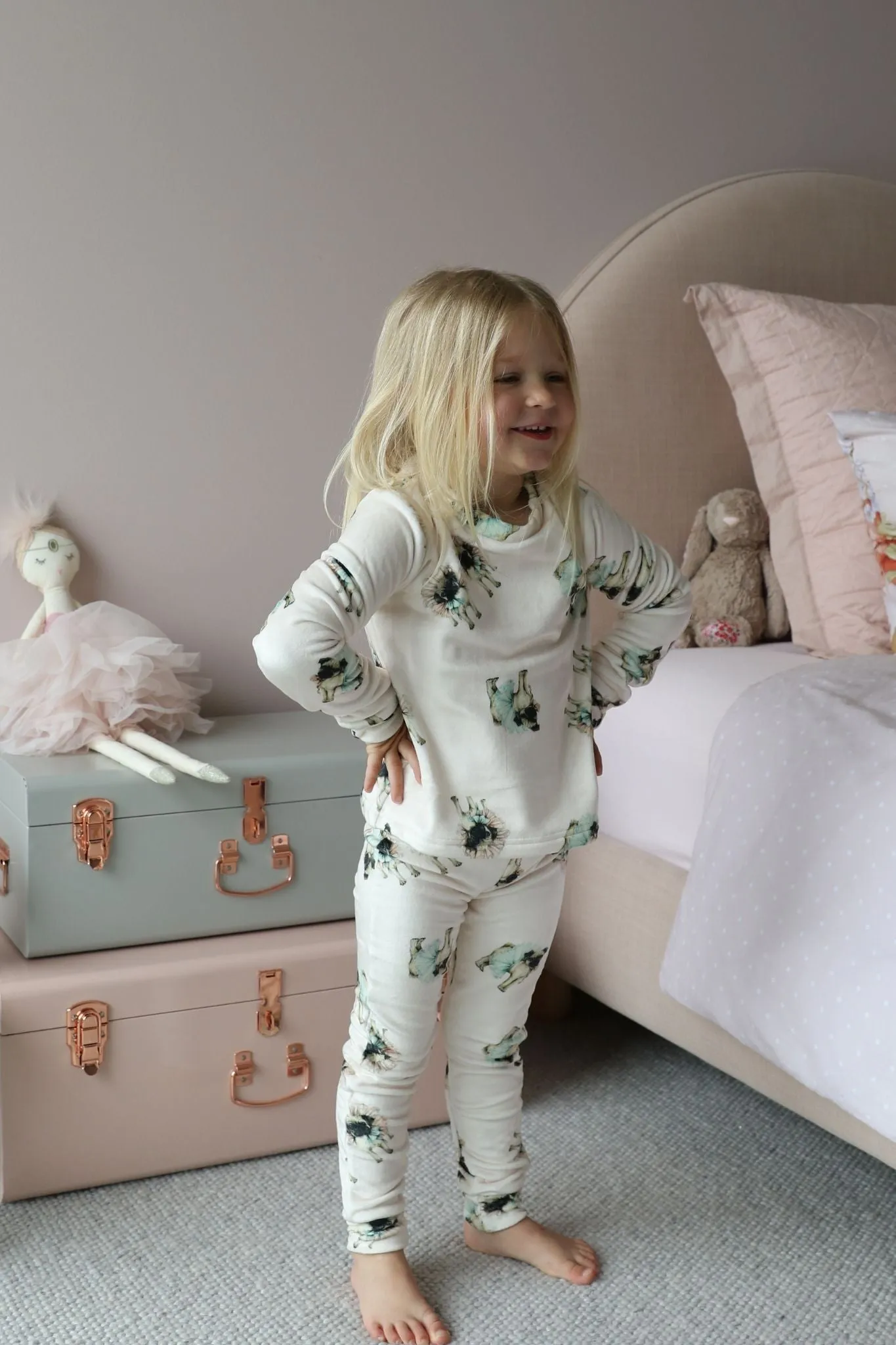 Kids Fleece Pyjama Set - Ruby Pug