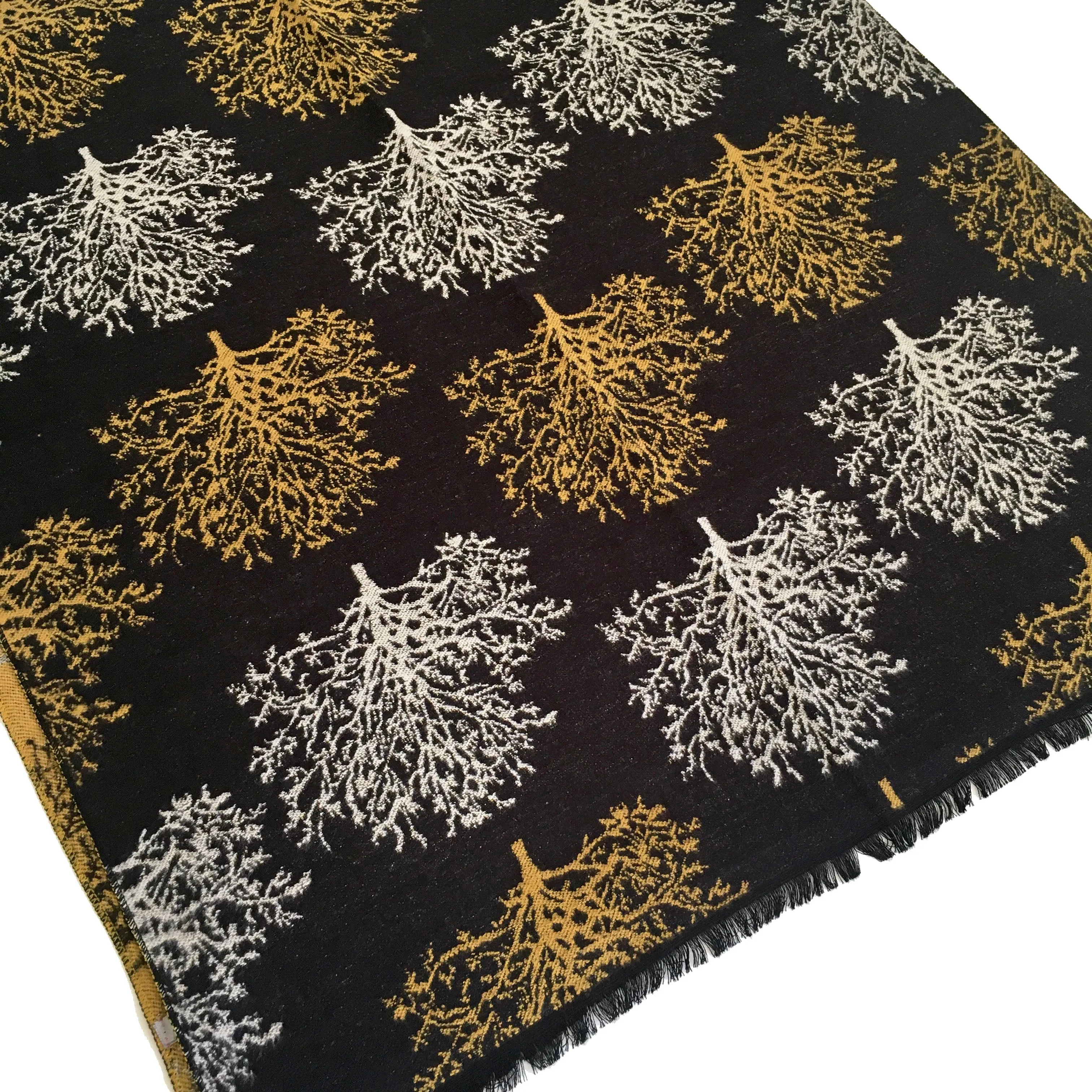 LARGE THICK BLACK TREE REVERSIBLE WINTER SHAWL BLANKET SCARF